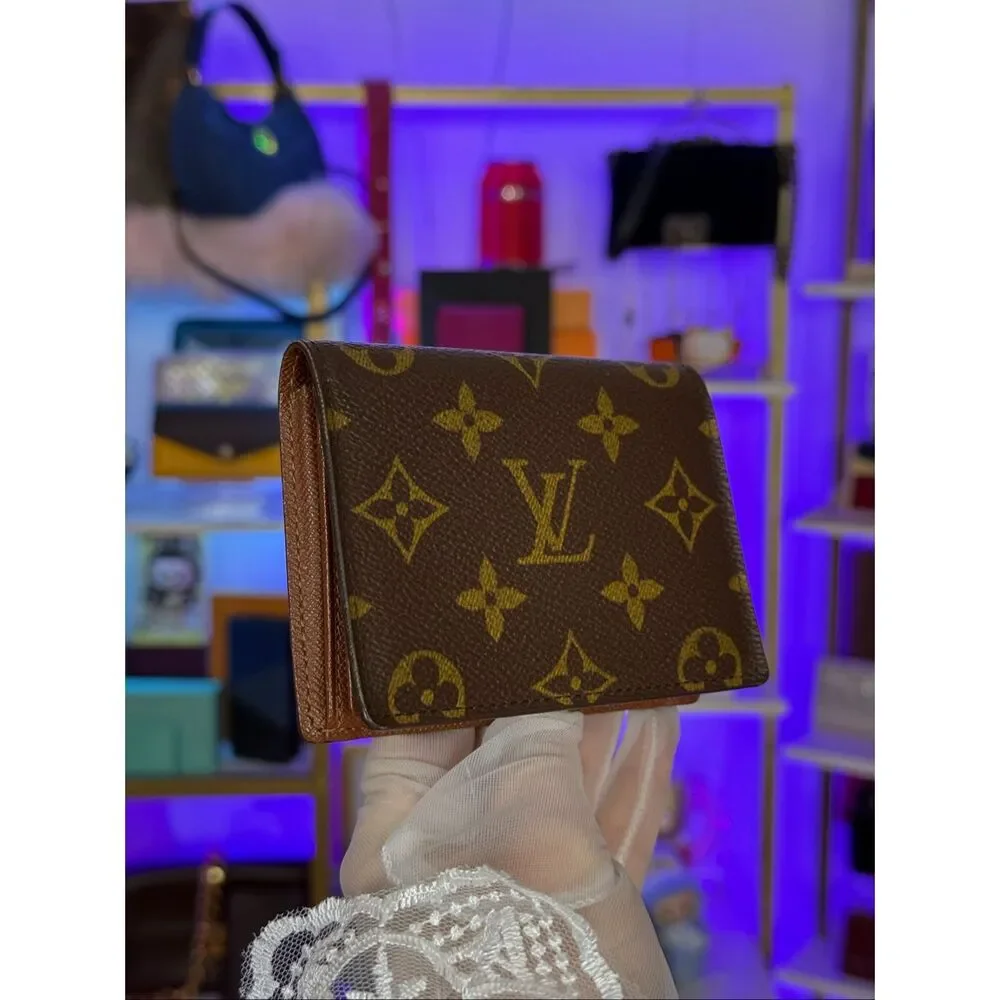 Rare Louis Vuitton Vintage Monogram Canvas Leather Card Holder/ID Wallet